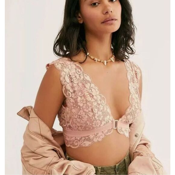 Free People HAH! NWT size XS pink lace bralette Got Ur Back - Picture 1 of 11